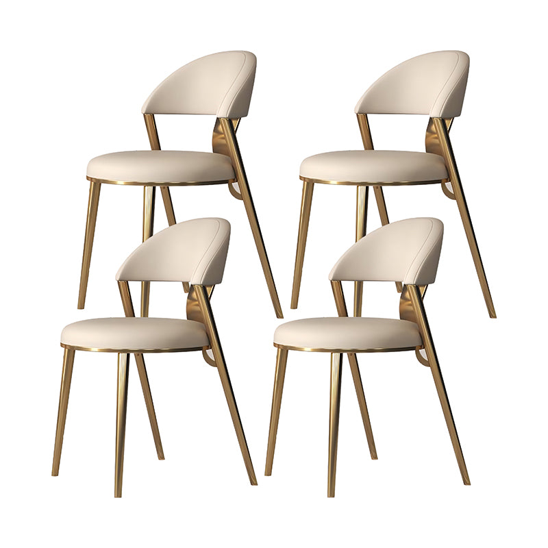 Contemporary Open Back Chair Dining Armless Chair for Kitchen with Metal Legs