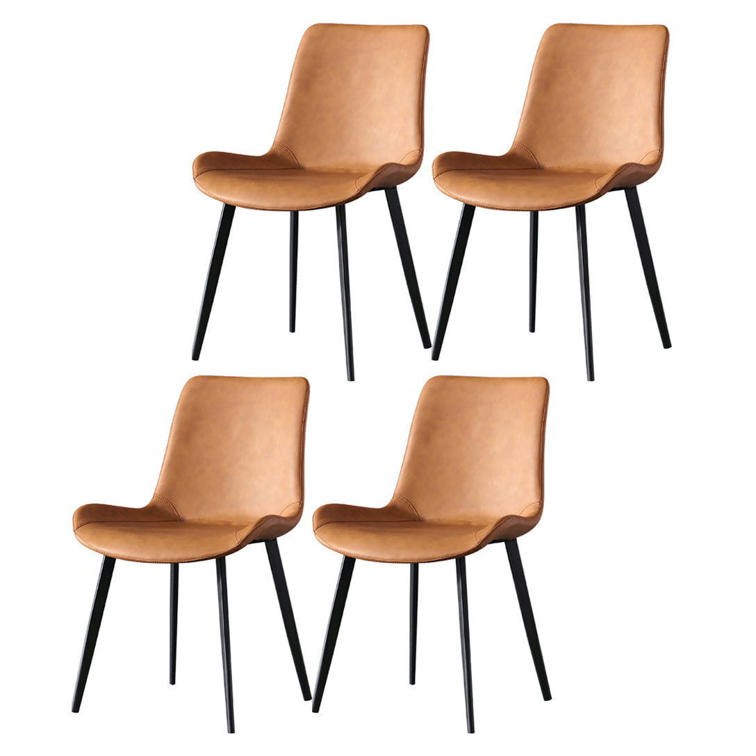 Contemporary Armless Solid Back Chair for Home Leather Dining Side Chairs