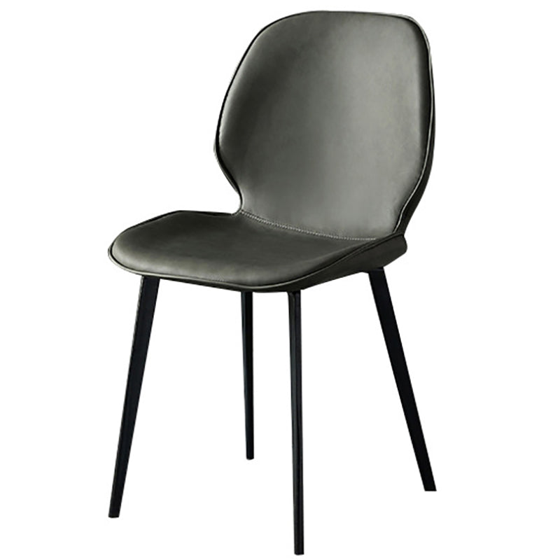 Contemporary Armless Solid Back Chair for Home Leather Dining Side Chairs