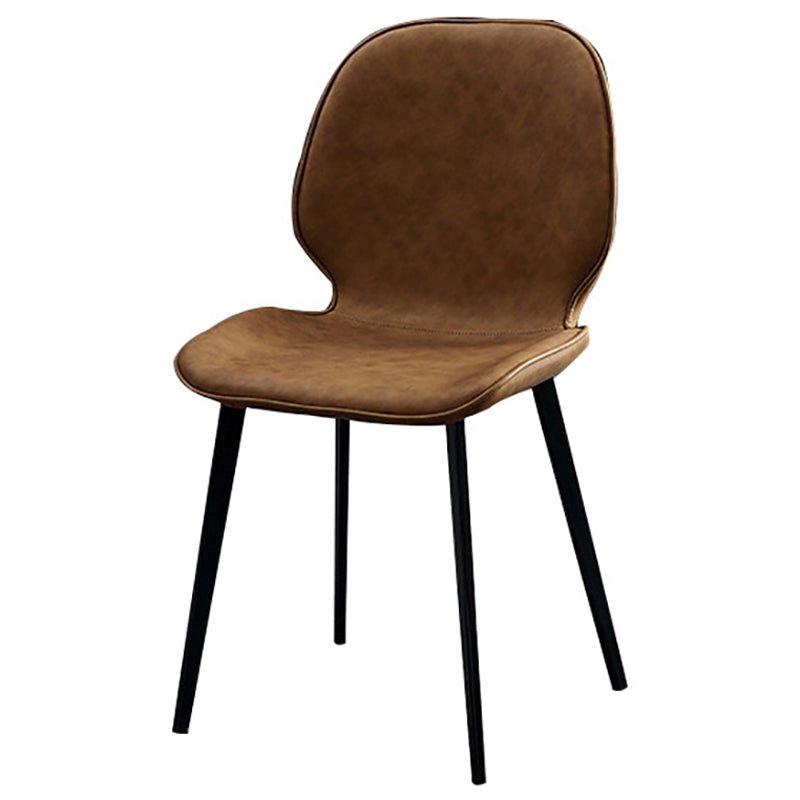 Contemporary Armless Solid Back Chair for Home Leather Dining Side Chairs