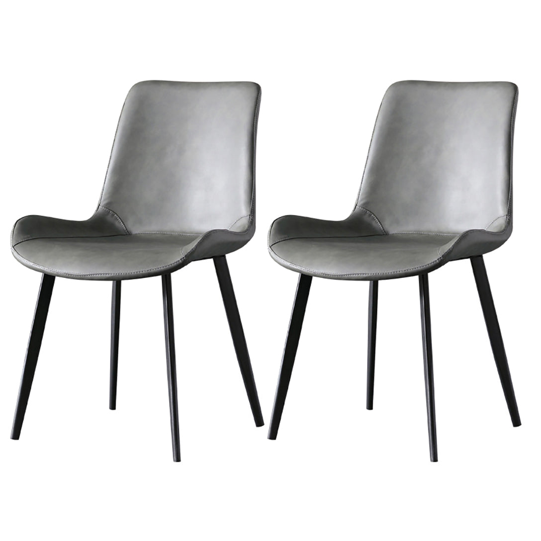 Contemporary Armless Solid Back Chair for Home Leather Dining Side Chairs