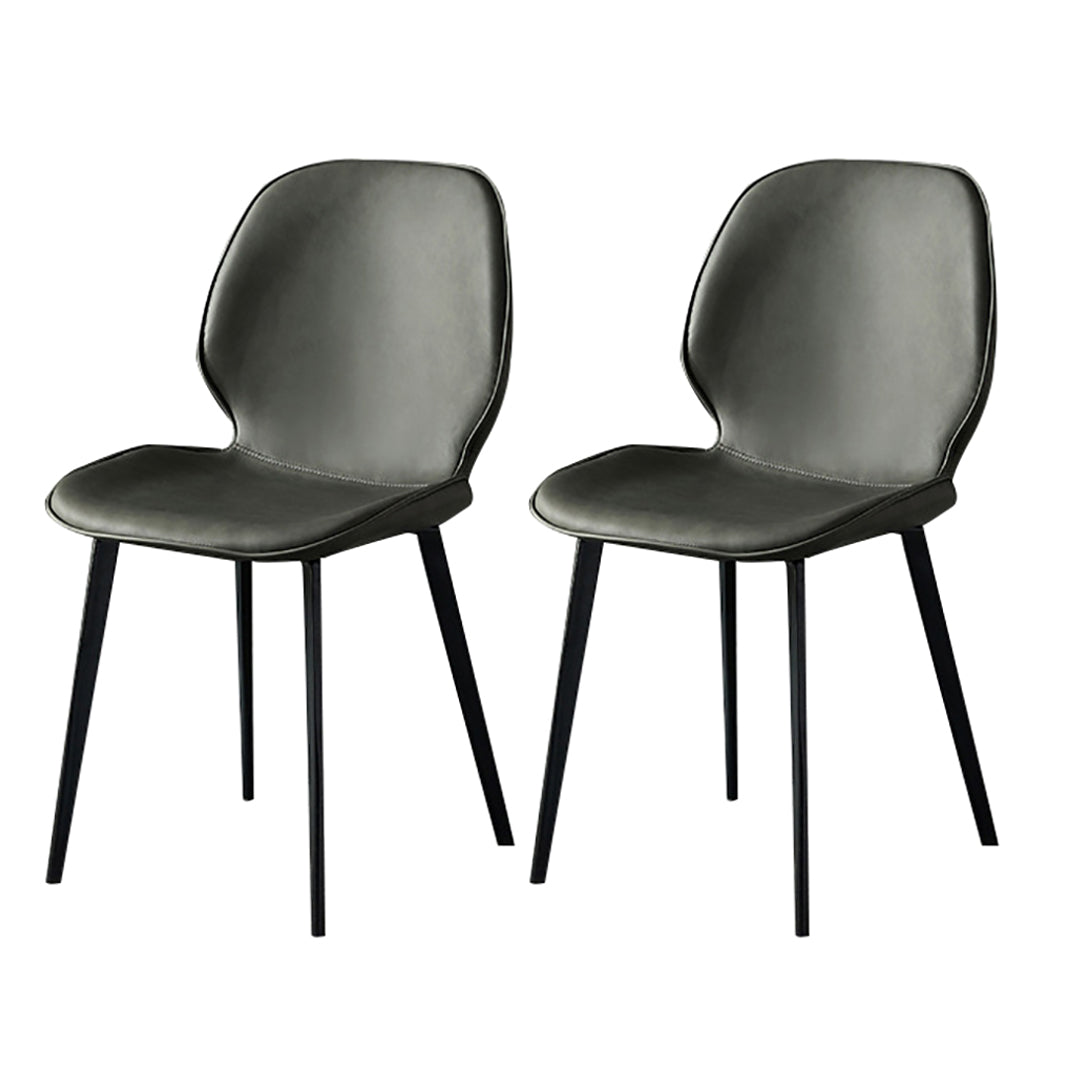 Contemporary Armless Solid Back Chair for Home Leather Dining Side Chairs