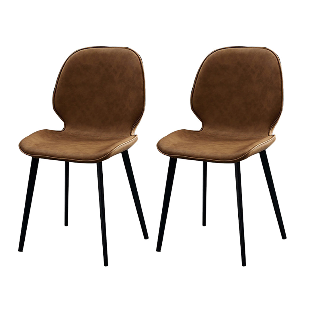 Contemporary Armless Solid Back Chair for Home Leather Dining Side Chairs