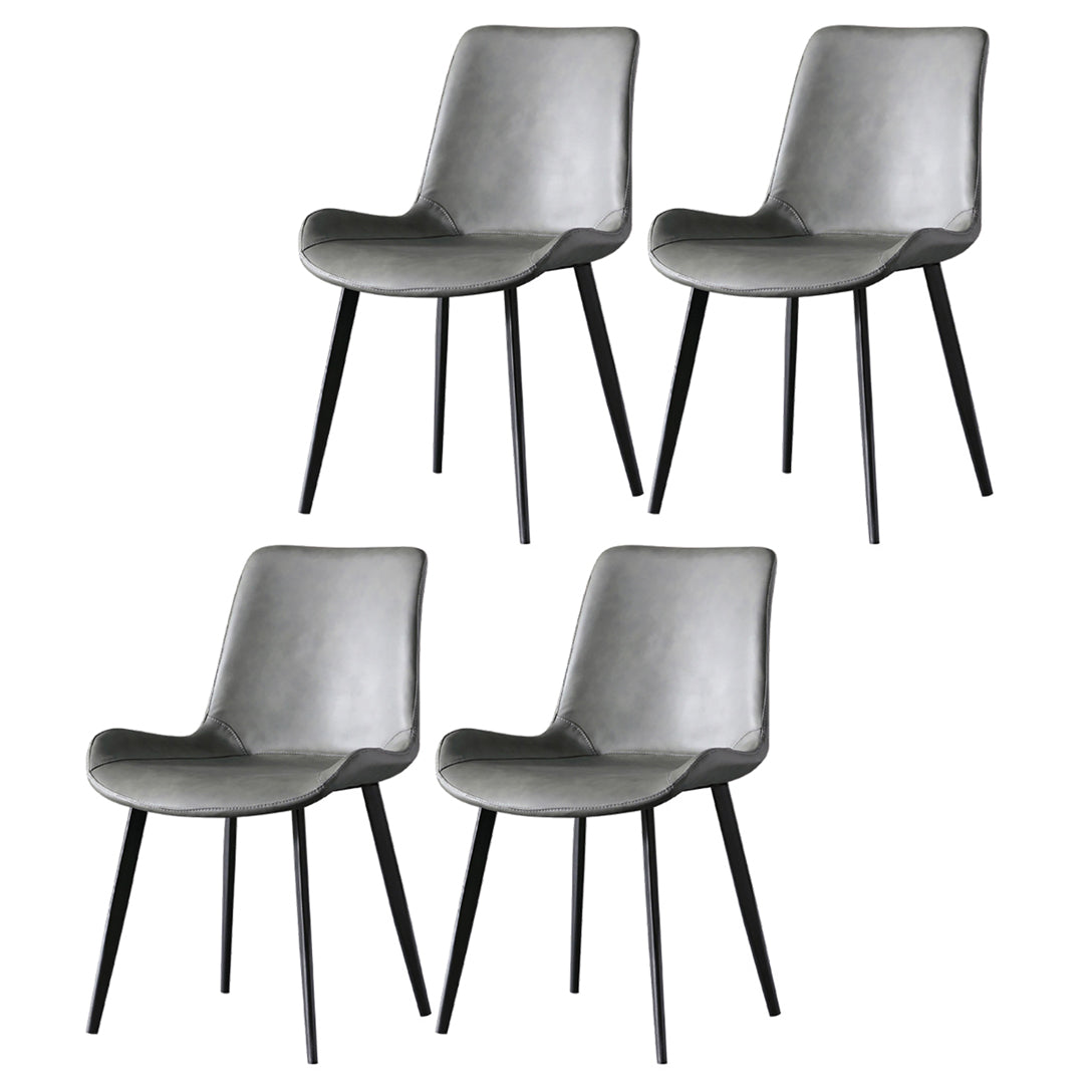 Contemporary Armless Solid Back Chair for Home Leather Dining Side Chairs