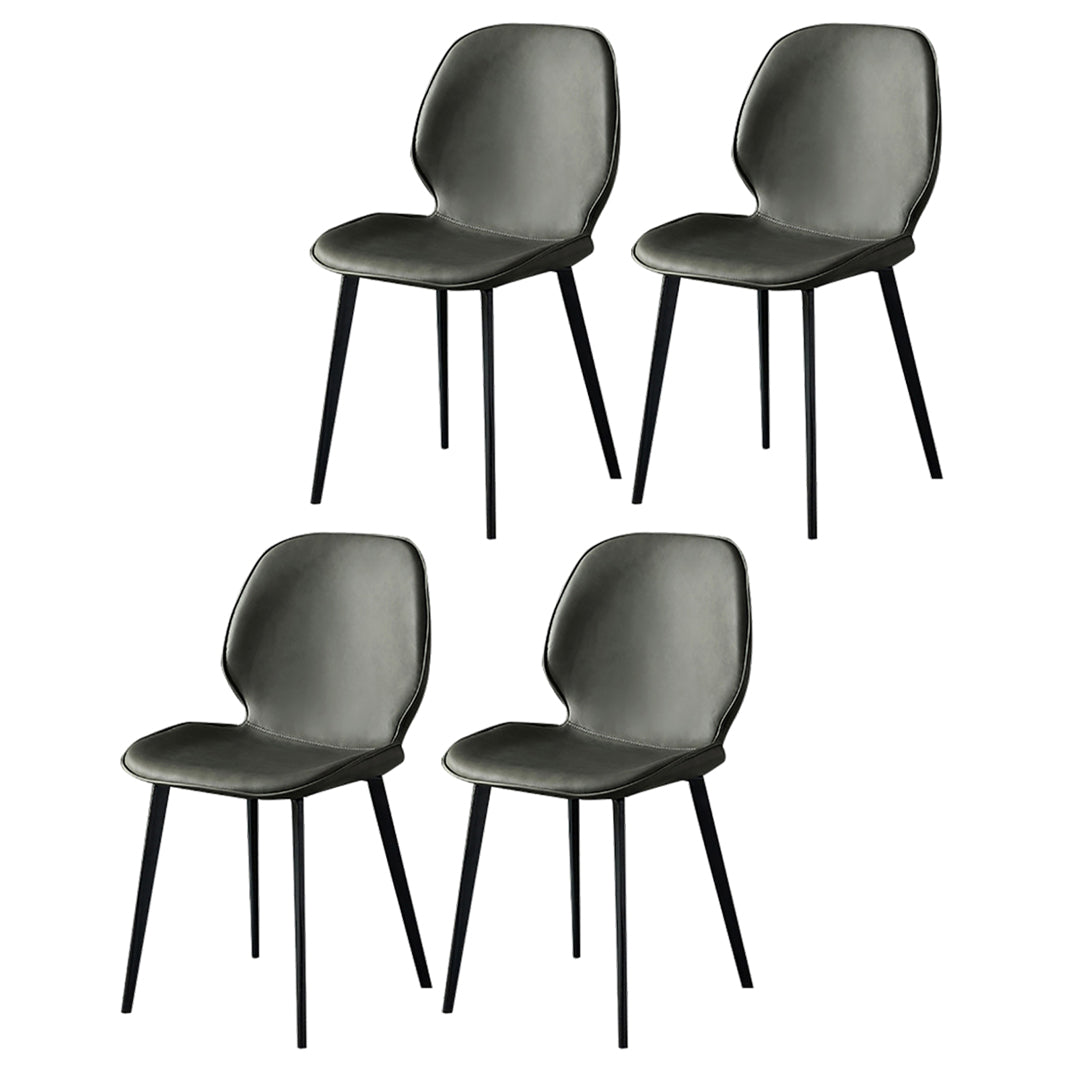 Contemporary Armless Solid Back Chair for Home Leather Dining Side Chairs