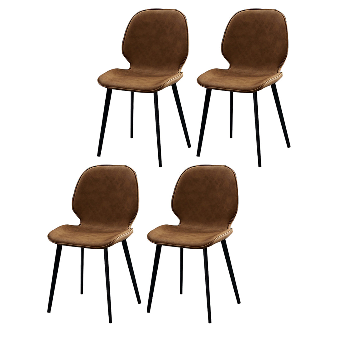 Contemporary Armless Solid Back Chair for Home Leather Dining Side Chairs