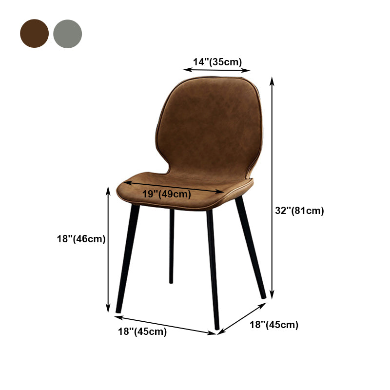 Contemporary Armless Solid Back Chair for Home Leather Dining Side Chairs