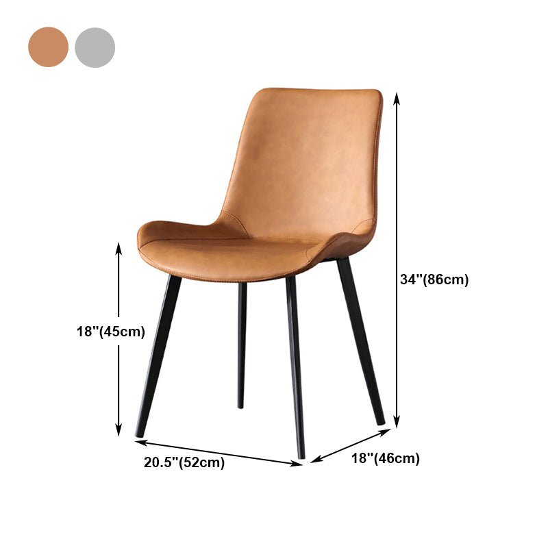 Contemporary Armless Solid Back Chair for Home Leather Dining Side Chairs