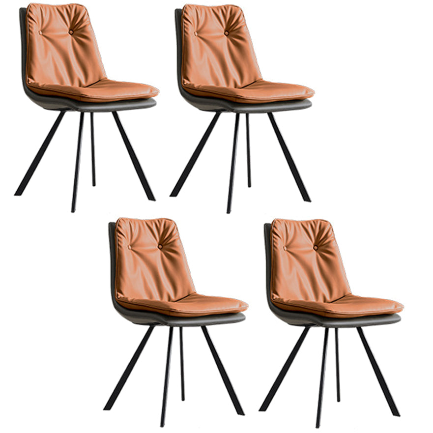 Contemporary Style Faux Leather Dining Chairs Armless Solid Back Chair