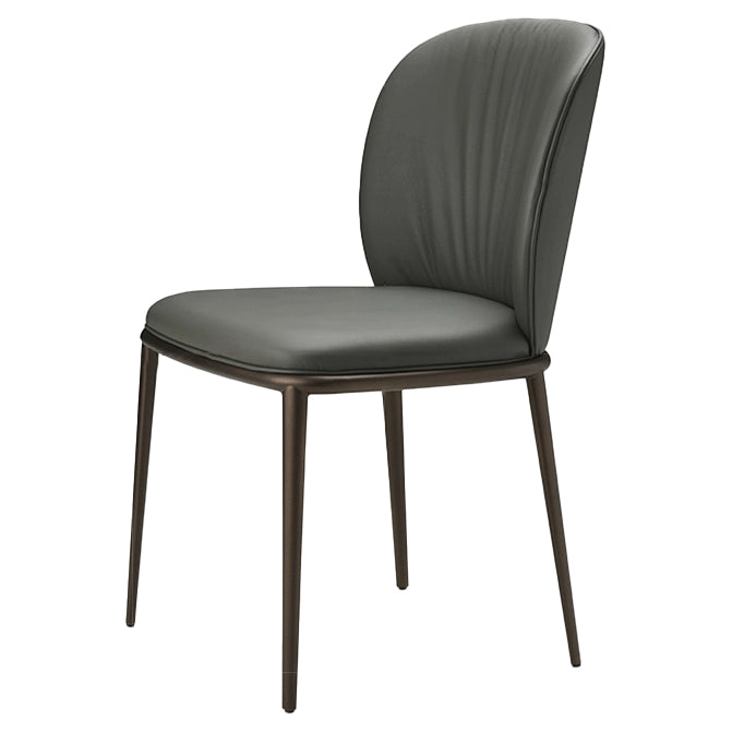 Contemporary Design Faux Leather Dining Chairs Solid Back Armless Dining Chair