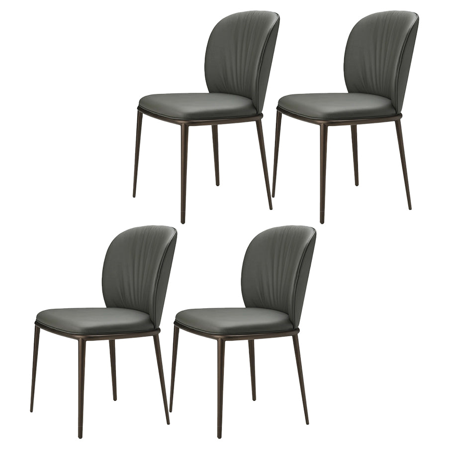 Contemporary Design Faux Leather Dining Chairs Solid Back Armless Dining Chair