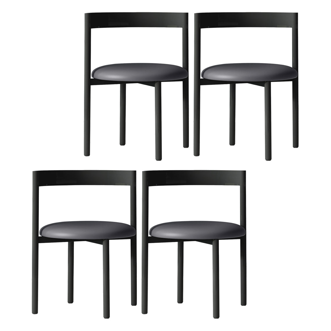 Contemporary Design Armless Open Back Chairs Faux Leather Side Chair