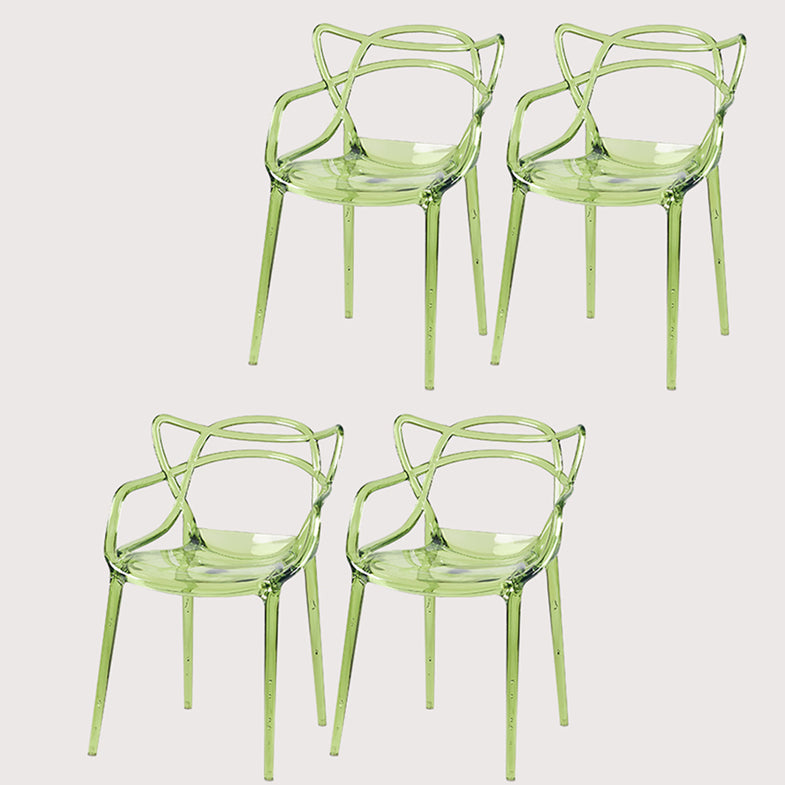 Scandinavian Plastic Dining Arm Chairs Open Back Side Chair for Kitchen