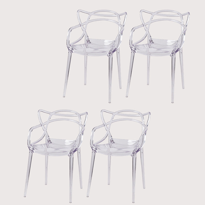 Scandinavian Plastic Dining Arm Chairs Open Back Side Chair for Kitchen