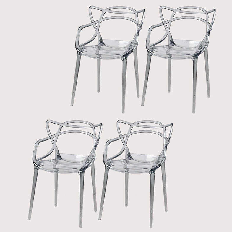 Scandinavian Plastic Dining Arm Chairs Open Back Side Chair for Kitchen