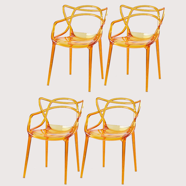 Scandinavian Plastic Dining Arm Chairs Open Back Side Chair for Kitchen