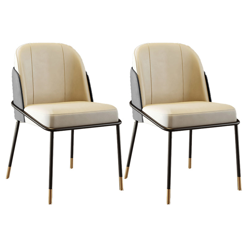 Scandinavian Upholstered Armless Dining Chairs Solid Back Chairs for Home Use