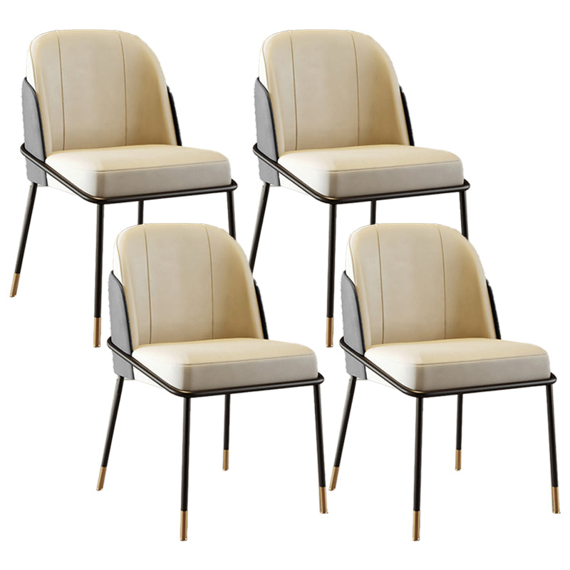 Scandinavian Upholstered Armless Dining Chairs Solid Back Chairs for Home Use