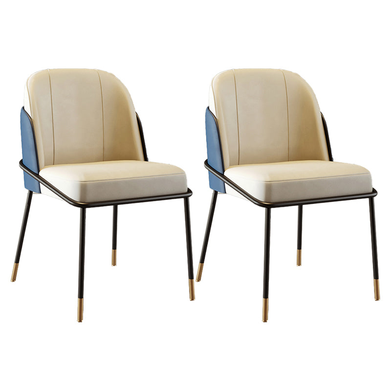 Scandinavian Upholstered Armless Dining Chairs Solid Back Chairs for Home Use