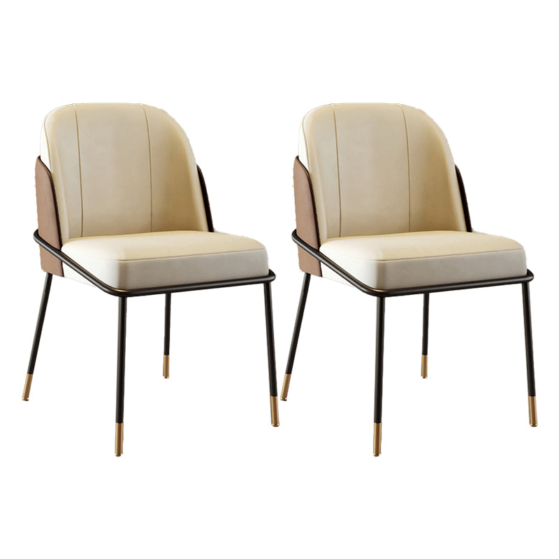 Scandinavian Upholstered Armless Dining Chairs Solid Back Chairs for Home Use