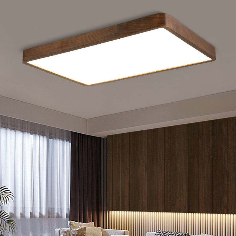 Geometry Shape LED Ceiling Lamp Modern Wood 1 Light Flush Mount for Study Balcony