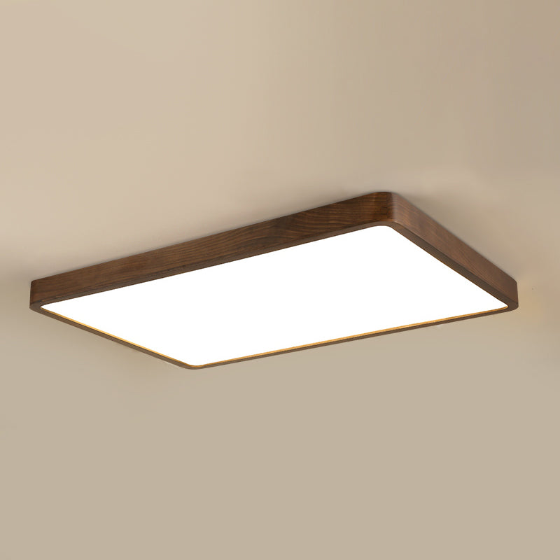 Geometry Shape LED Ceiling Lamp Modern Wood 1 Light Flush Mount for Study Balcony