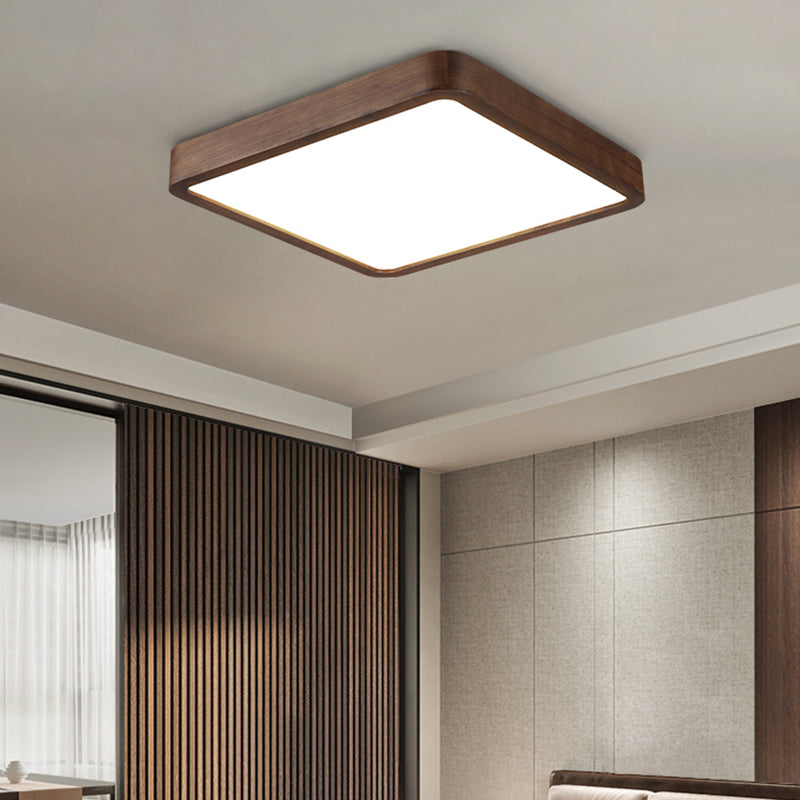 Geometry Shape LED Ceiling Lamp Modern Wood 1 Light Flush Mount for Study Balcony