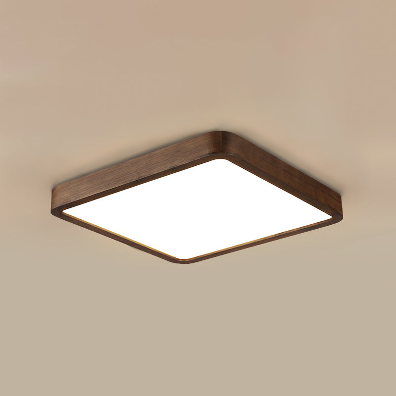 Geometry Shape LED Ceiling Lamp Modern Wood 1 Light Flush Mount for Study Balcony