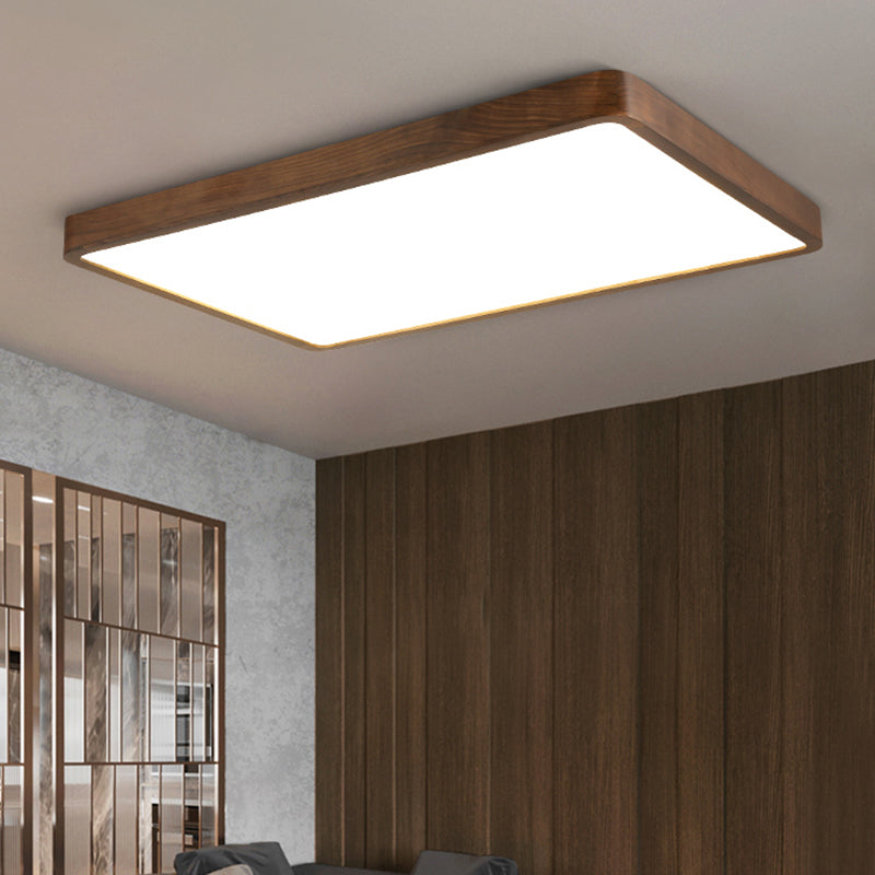 Geometry Shape LED Ceiling Lamp Modern Wood 1 Light Flush Mount for Study Balcony