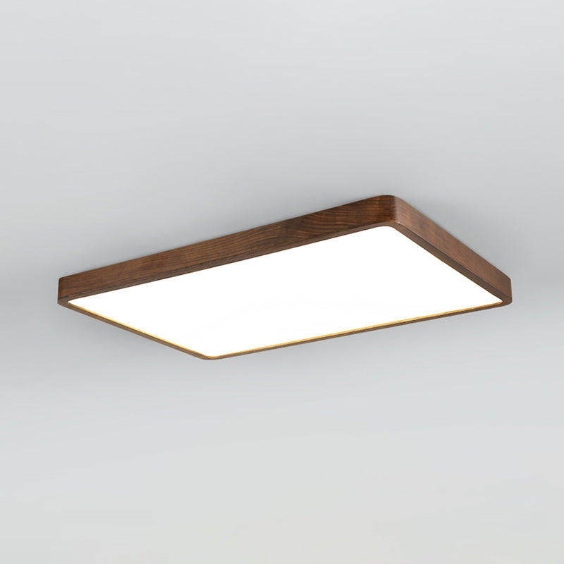 Geometry Shape LED Ceiling Lamp Modern Wood 1 Light Flush Mount for Study Balcony