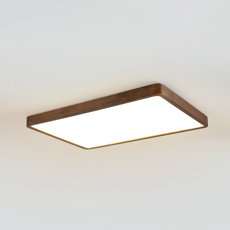 Geometry Shape LED Ceiling Lamp Modern Wood 1 Light Flush Mount for Study Balcony