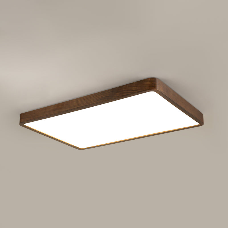 Geometry Shape LED Ceiling Lamp Modern Wood 1 Light Flush Mount for Study Balcony