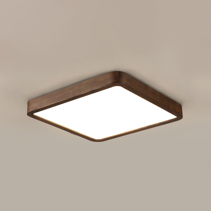 Geometry Shape LED Ceiling Lamp Modern Wood 1 Light Flush Mount for Study Balcony