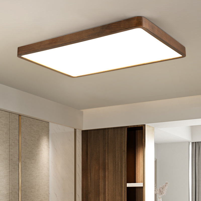 Geometry Shape LED Ceiling Lamp Modern Wood 1 Light Flush Mount for Study Balcony