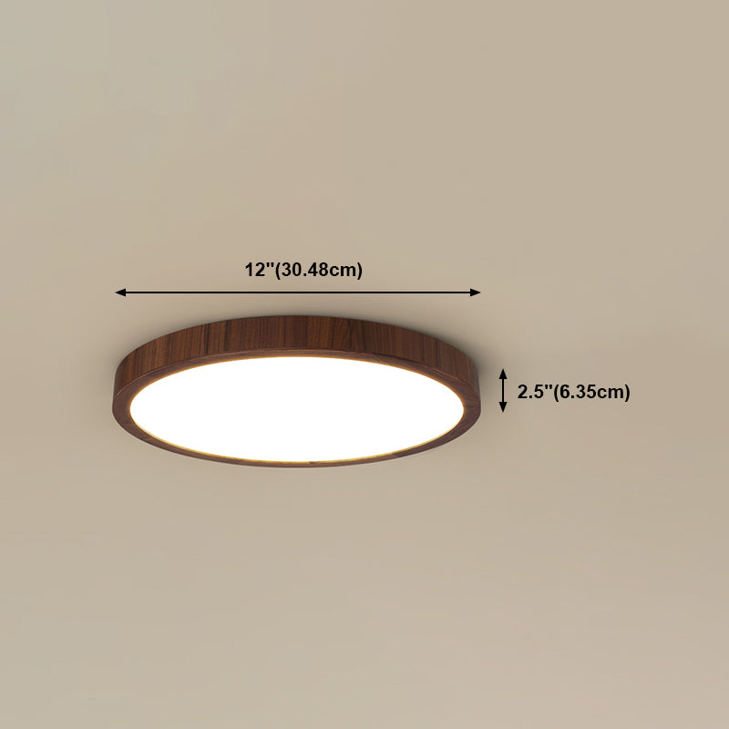 Geometry Shape LED Ceiling Lamp Modern Wood 1 Light Flush Mount for Study Balcony