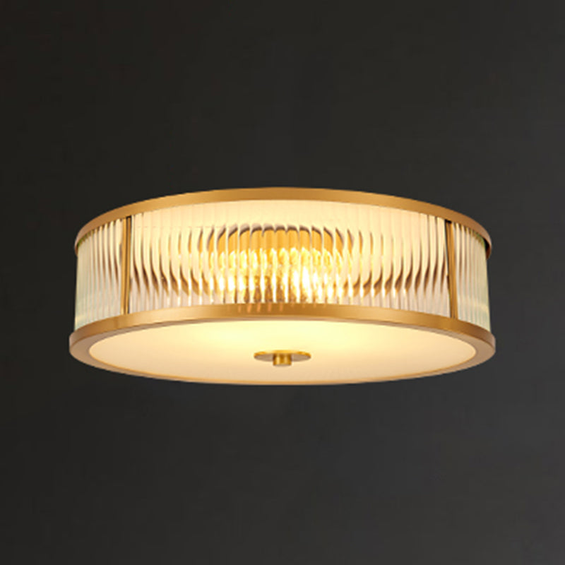 Vintage Shaded Ceiling Mounted Fixture Glass Close to Ceiling Lighting in Gold