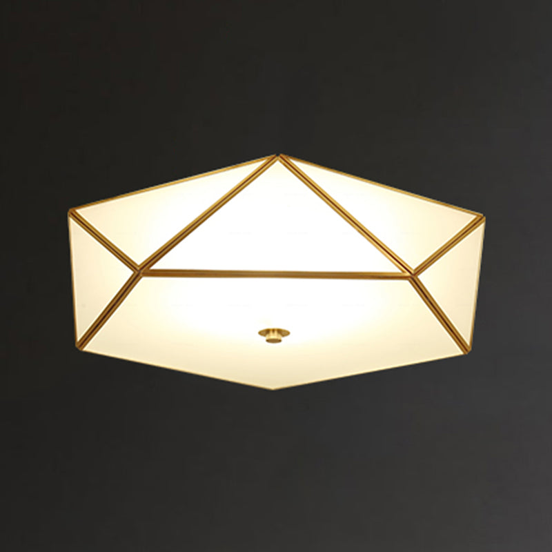 Vintage Shaded Ceiling Mounted Fixture Glass Close to Ceiling Lighting in Gold