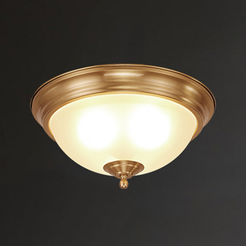 Vintage Shaded Ceiling Mounted Fixture Glass Close to Ceiling Lighting in Gold