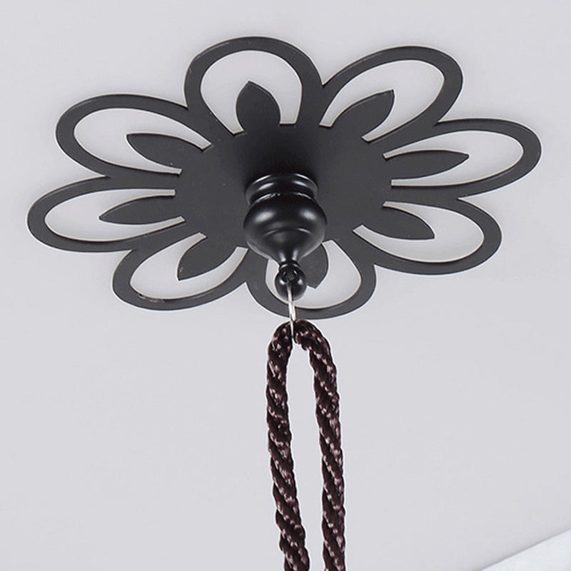 Geometry Shape Ceiling Lamp Tradition Iron Flush Mount with Fabric Lampshade for Hotel