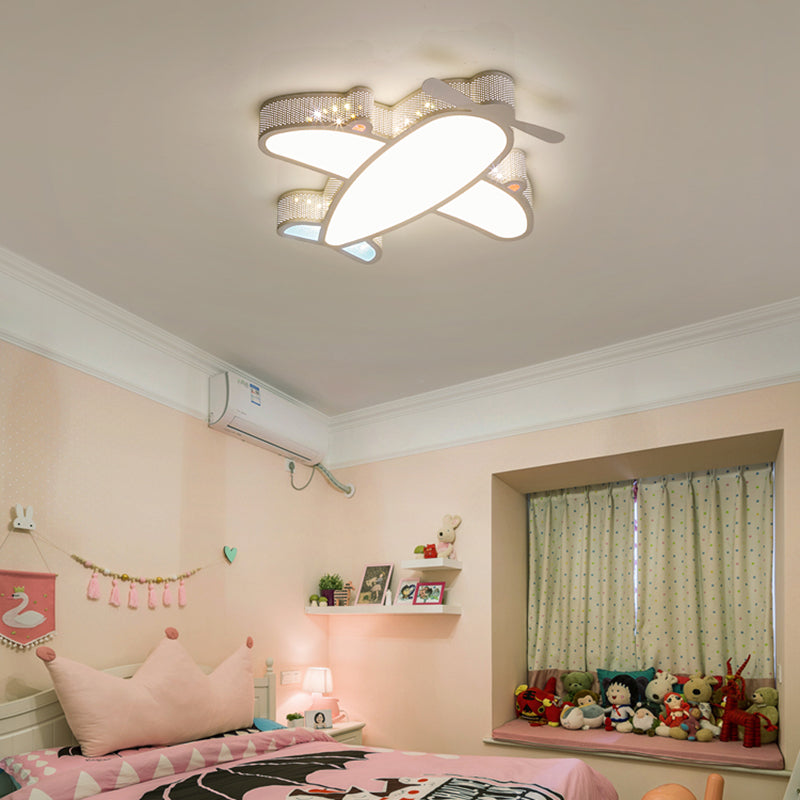 Plane Shape LED Ceiling Lamp Modern Iron 1 Light Flush Mount for Children's Room