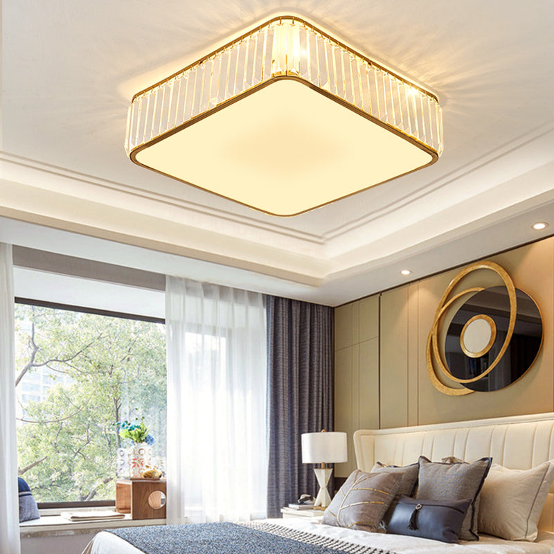 Geometrical Ceiling Flush Mount Light Simplicity Crystal Bedroom Ceiling Lamp