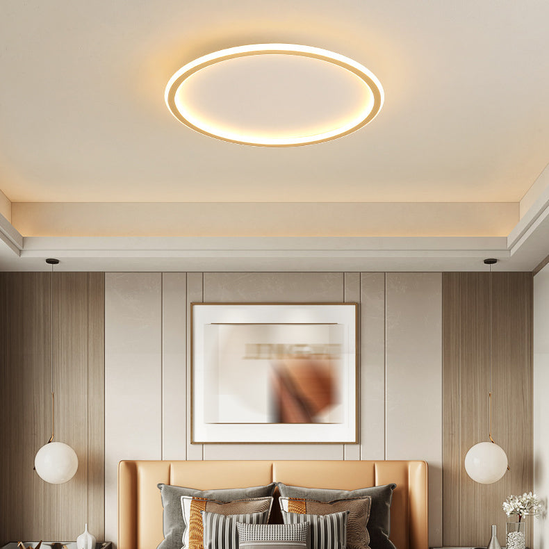 Modern Round Flush Light Fixture Metal 1 Light Flushmount Lighting for Bedroom