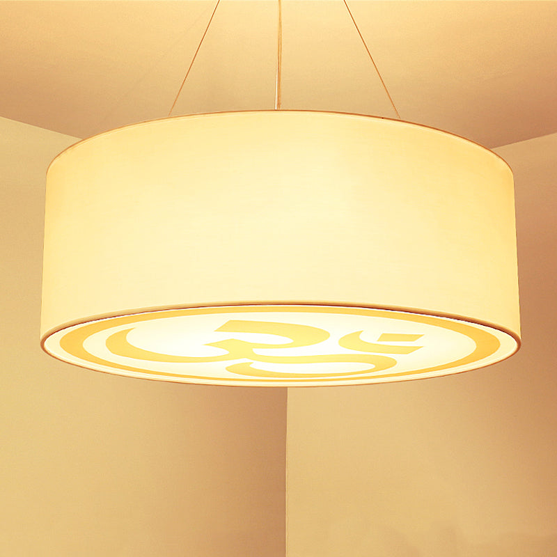 Round Shape Ceiling Lamp Tradition Iron Flush Mount with Fabric Lampshade for Balcony