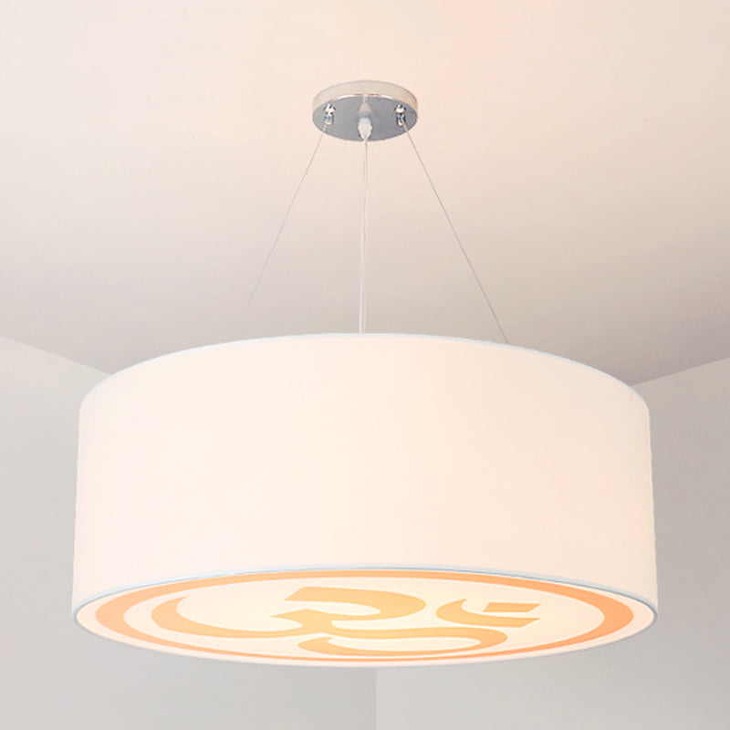 Round Shape Ceiling Lamp Tradition Iron Flush Mount with Fabric Lampshade for Balcony