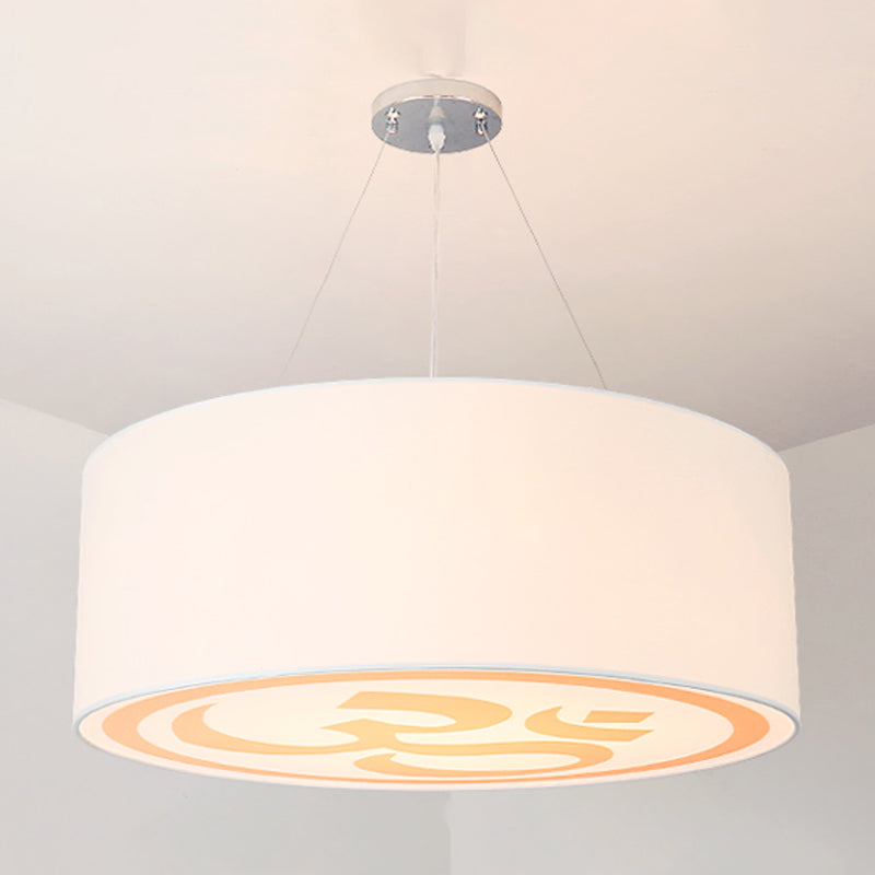 Round Shape Ceiling Lamp Tradition Iron Flush Mount with Fabric Lampshade for Balcony