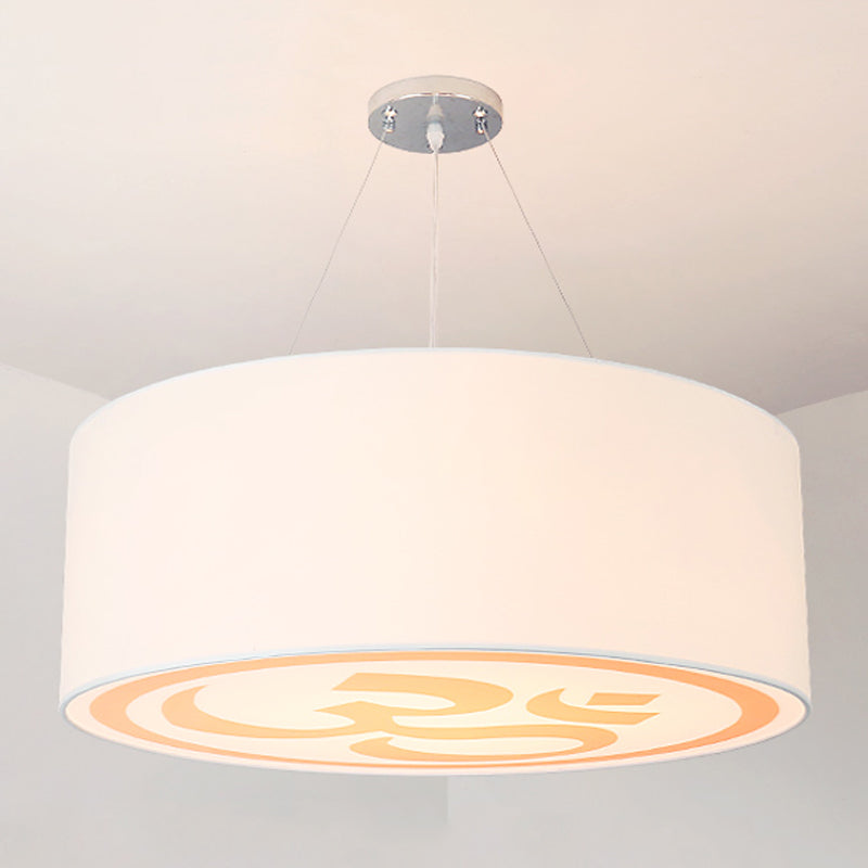 Round Shape Ceiling Lamp Tradition Iron Flush Mount with Fabric Lampshade for Balcony