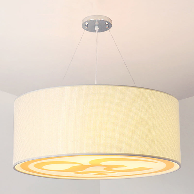 Round Shape Ceiling Lamp Tradition Iron Flush Mount with Fabric Lampshade for Balcony