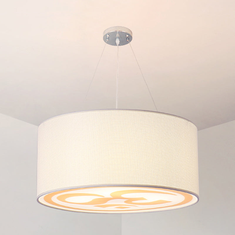 Round Shape Ceiling Lamp Tradition Iron Flush Mount with Fabric Lampshade for Balcony