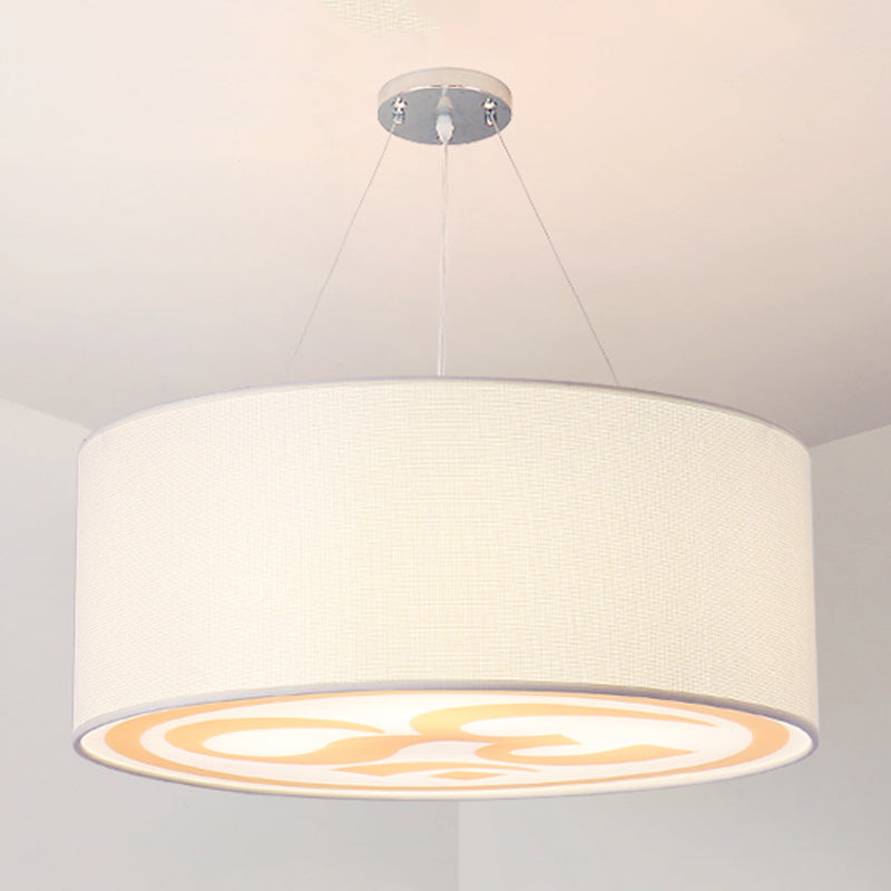 Round Shape Ceiling Lamp Tradition Iron Flush Mount with Fabric Lampshade for Balcony