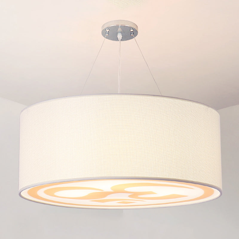 Round Shape Ceiling Lamp Tradition Iron Flush Mount with Fabric Lampshade for Balcony